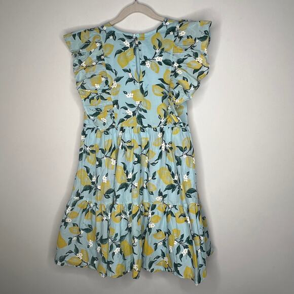 French Connection Lemon Print Ruffle Tiered Dress Girls M 10/12 - Picture 4 of 7